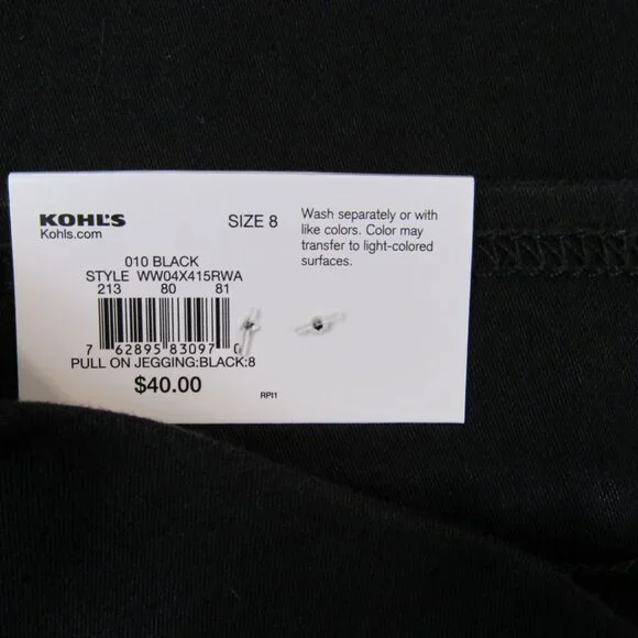 Nine West Black Pull-On Jegging Women's Size 8 Mid Rise Stretch Comfort Waist - Picture 3 of 11